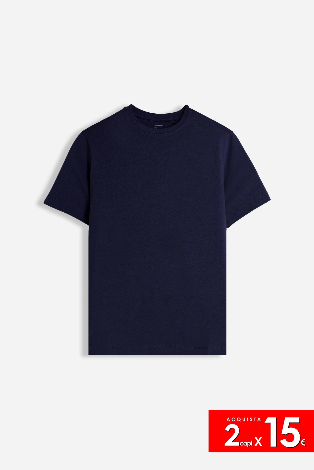 T-SHIRT GIROCOLLO BASIC STRETCH BLEU