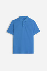 POLO PIQUET BASIC TINTA UNITA AZZURRO