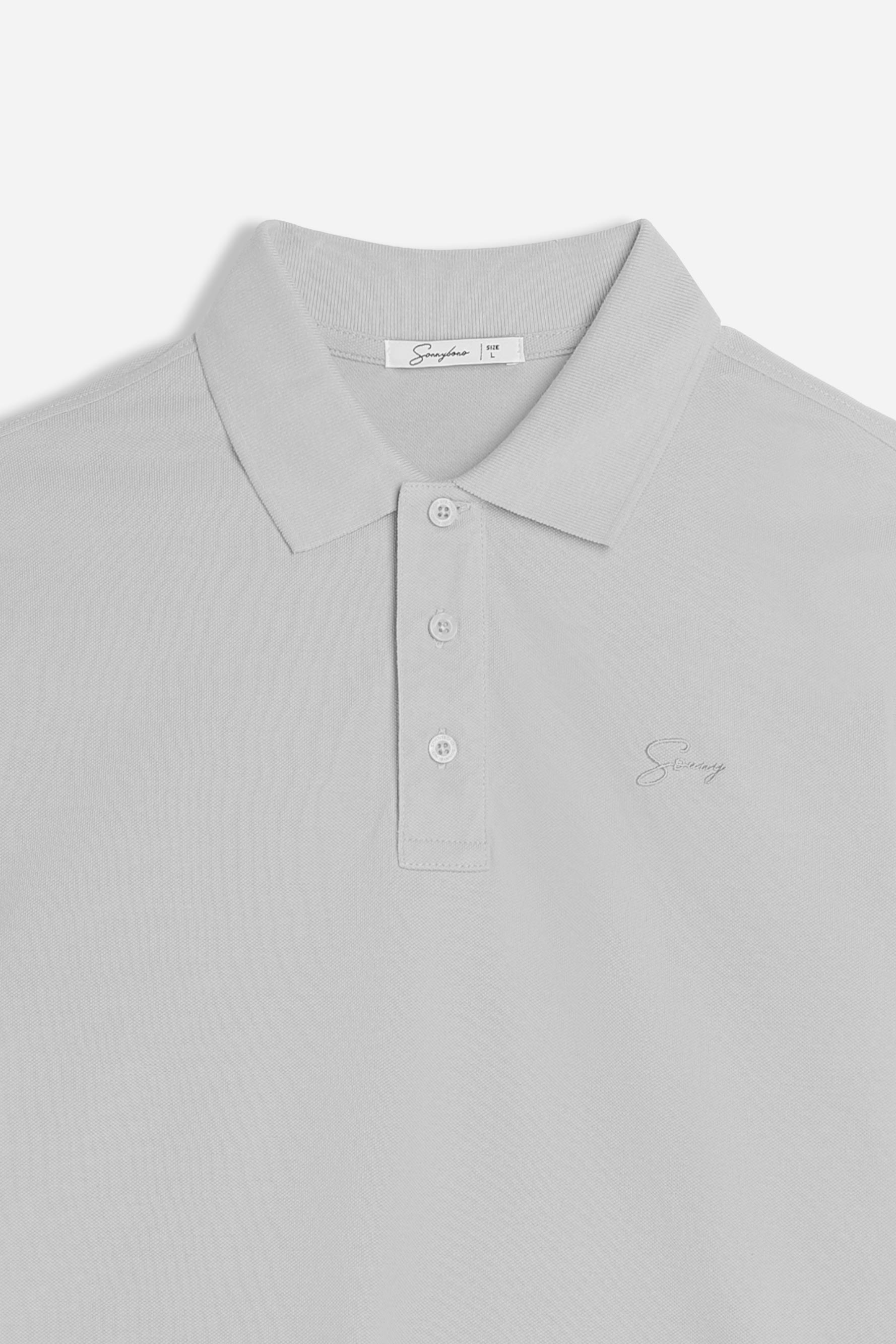 POLO PIQUET BASIC TINTA UNITA GRIGIO GHIACCIO