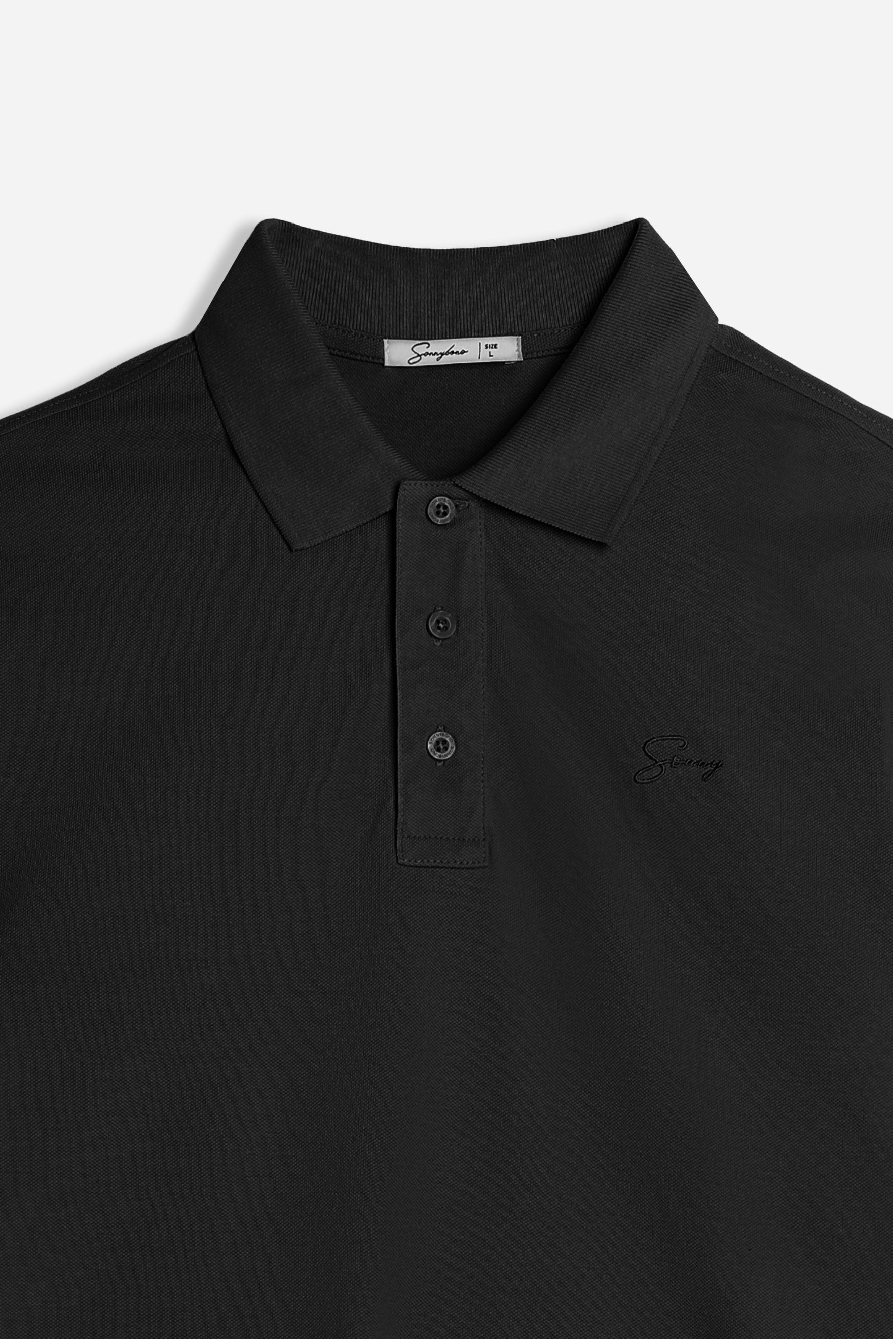 POLO PIQUET BASIC TINTA UNITA NERO