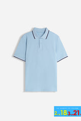 POLO IN PIQUET BASIC CELESTE