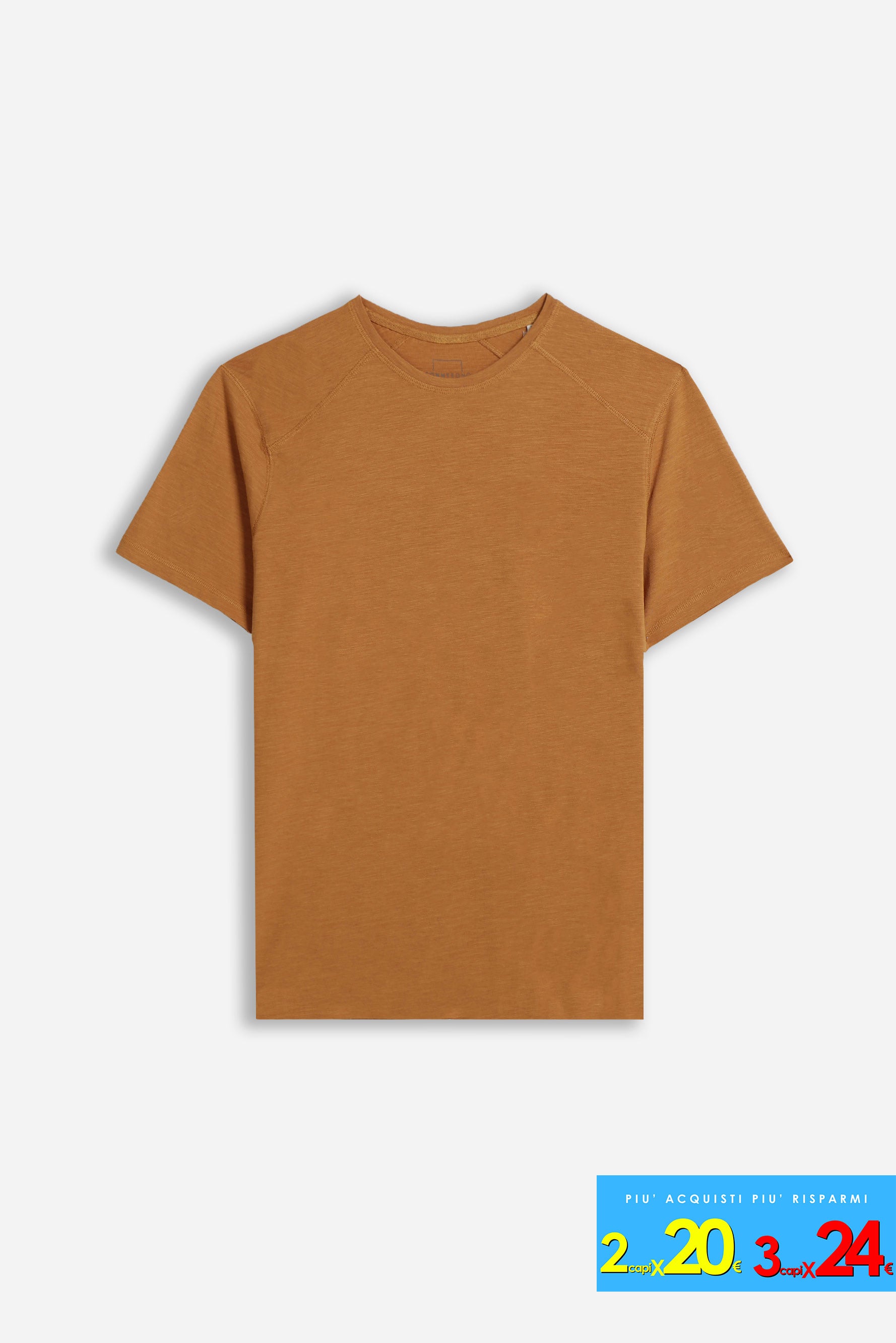 T-SHIRT GIROCOLLO BASIC SLUB COGNAC