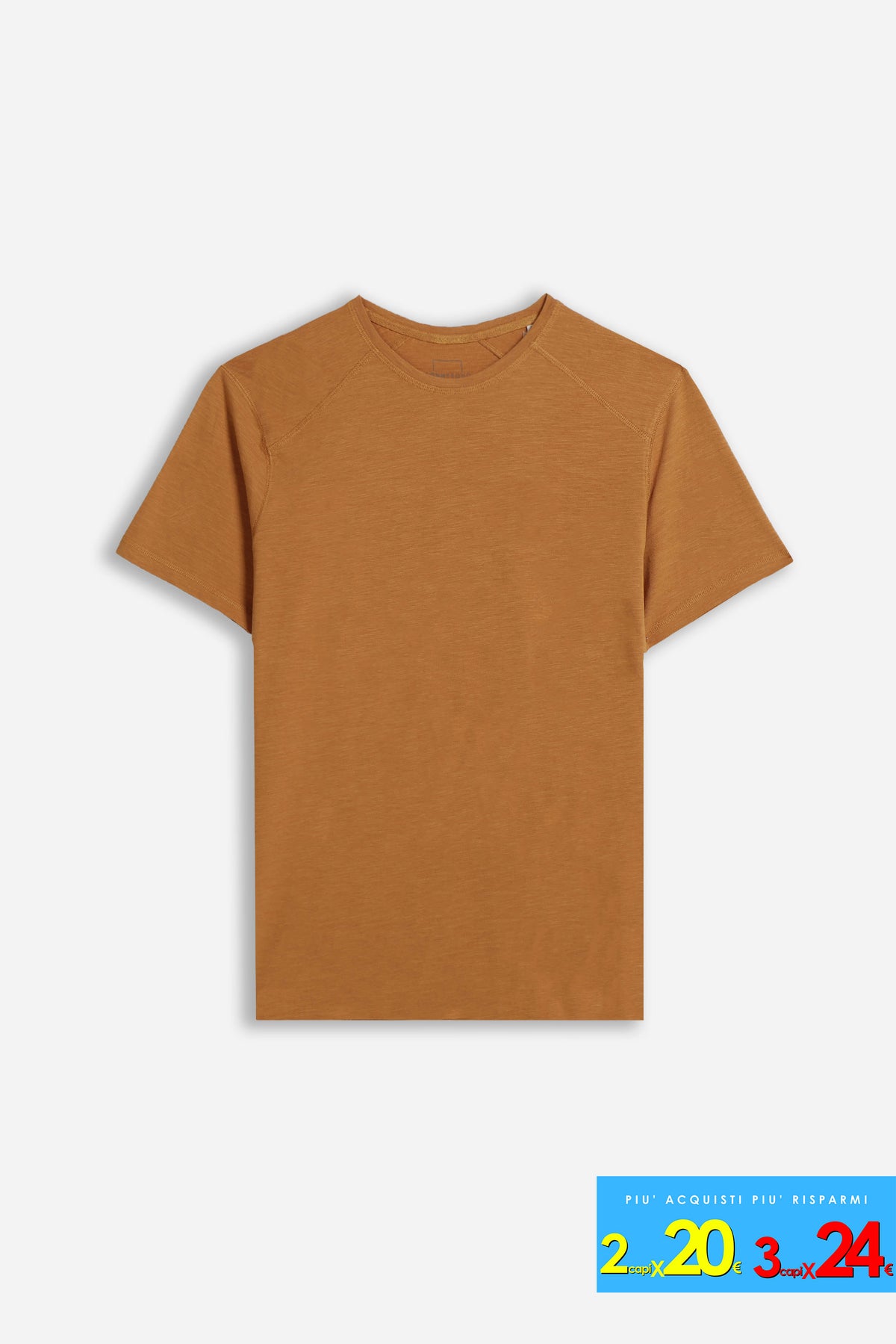 T-SHIRT GIROCOLLO BASIC SLUB COGNAC