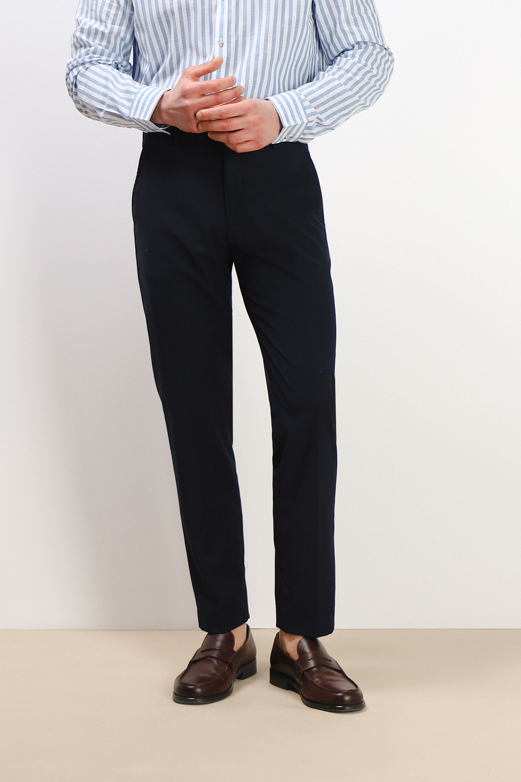 PANTALONE DA ABITO SENZA RISVOLTO BLEU