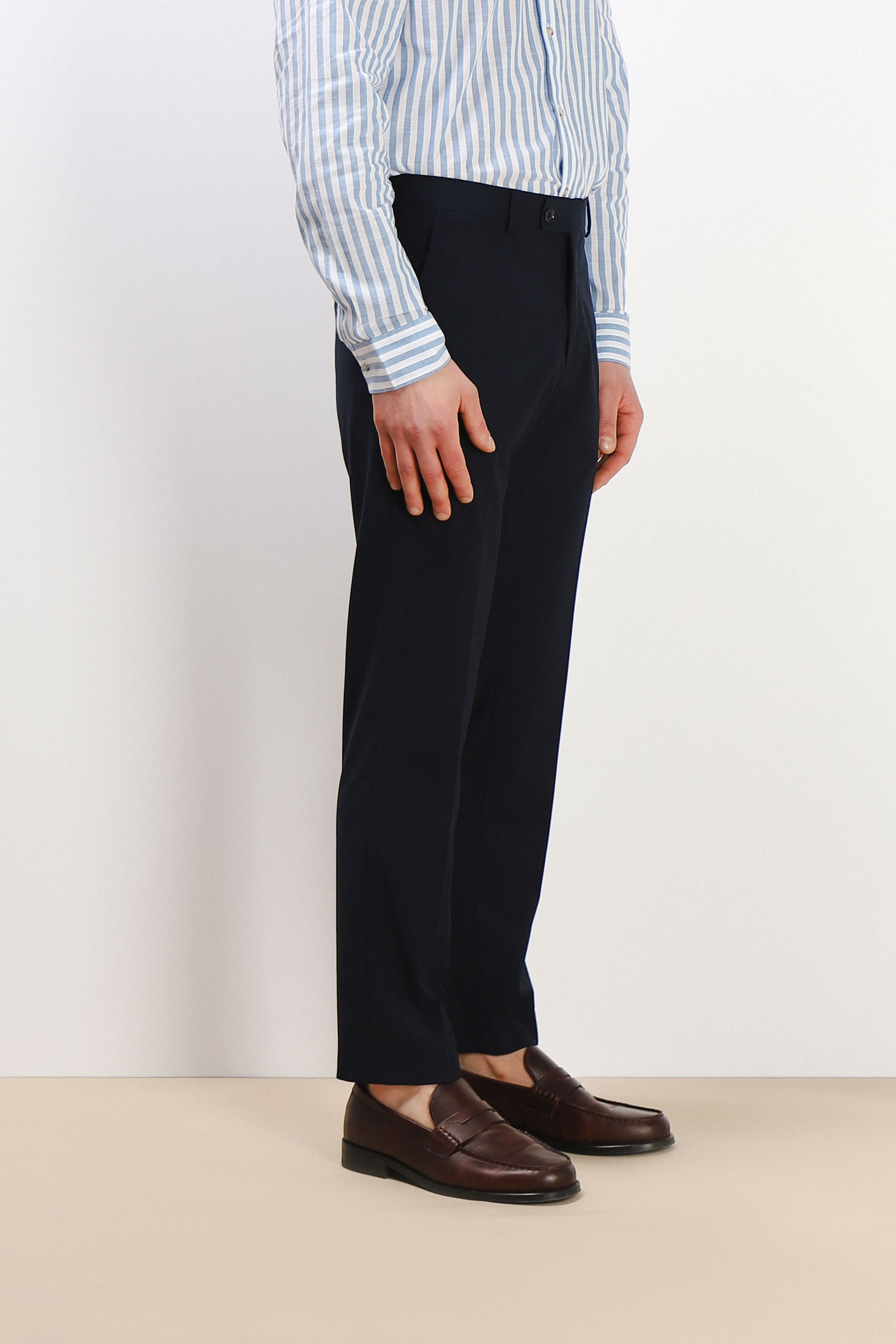 PANTALONE DA ABITO SENZA RISVOLTO BLEU
