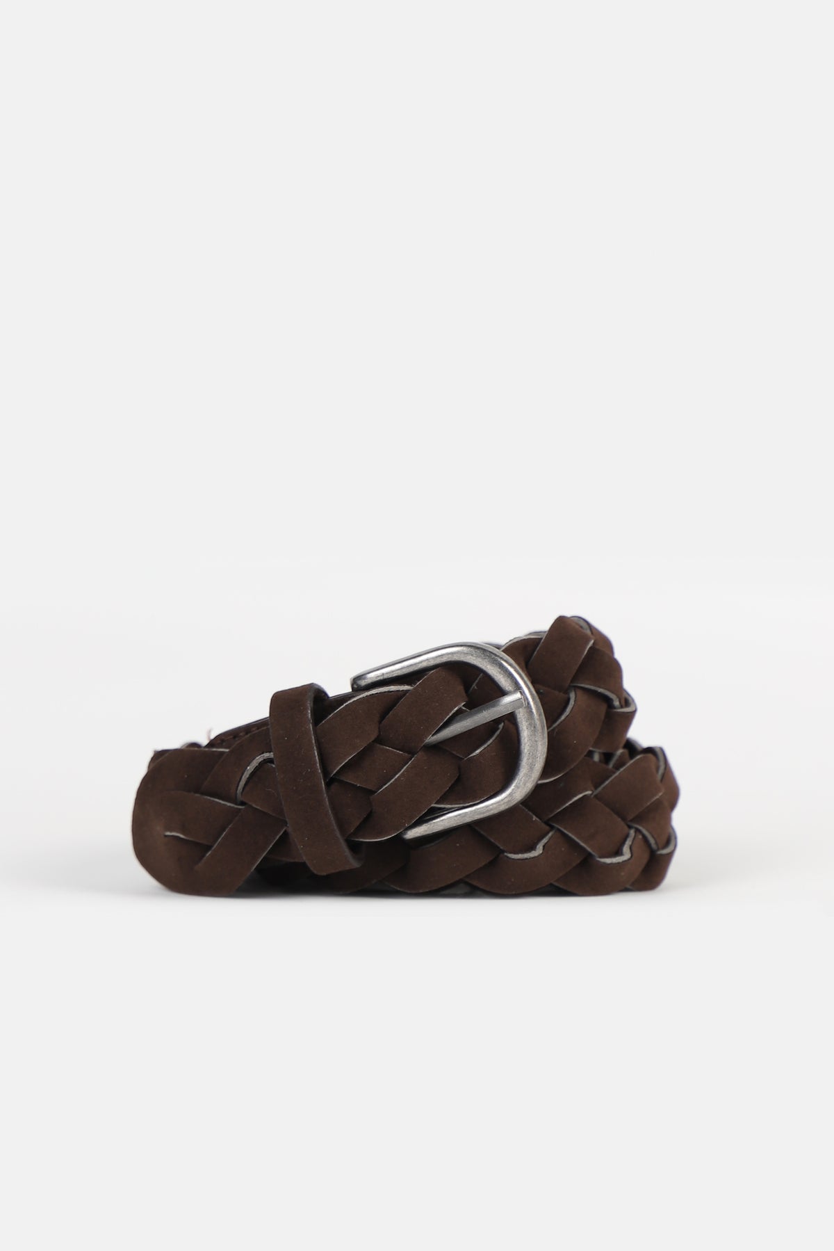 CINTURA INTRECCIATA EFFETTO CAMOSCIO MORO