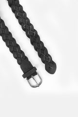 CINTURA INTRECCIATA EFFETTO CAMOSCIO NERO