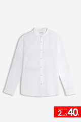 CAMICIA COLLO COREANO COTONE SLUB BEIGE