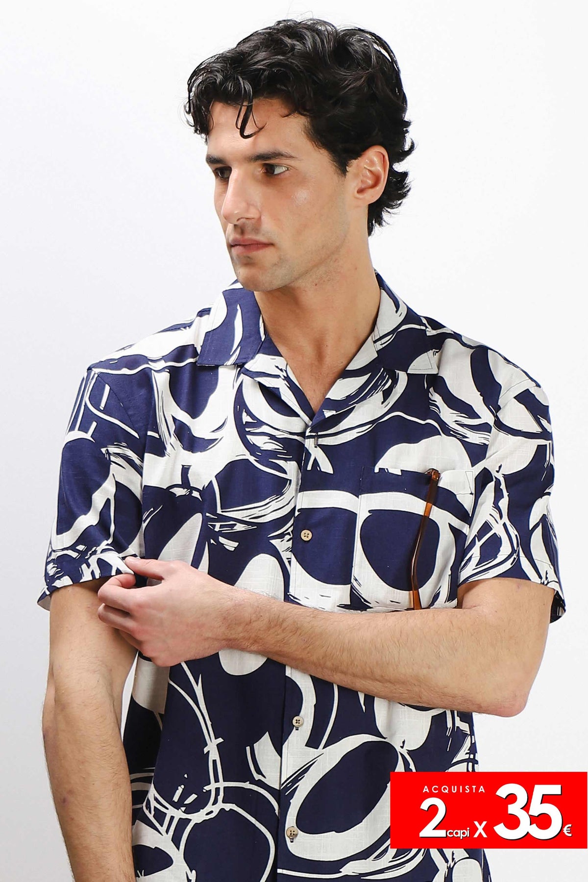 CAMICIA COLLO BOWLING MEZZA MANICA CON TASCHINO BLUETTE