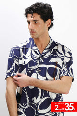 CAMICIA COLLO BOWLING MEZZA MANICA CON TASCHINO BLUETTE