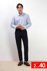 CAMICIA COTONE SLUB CELESTE
