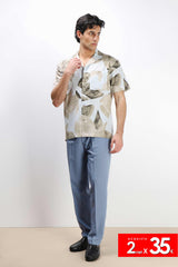 CAMICIA COLLO BOWLING MEZZA MANICA CON TASCHINO CIELO