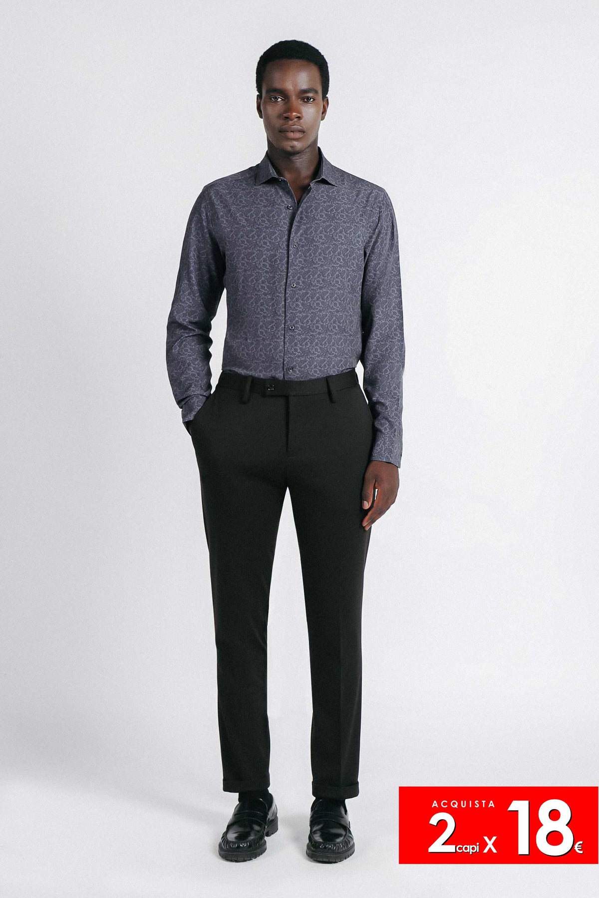 CAMICIA FANTASIA STRETCH GRIGIO