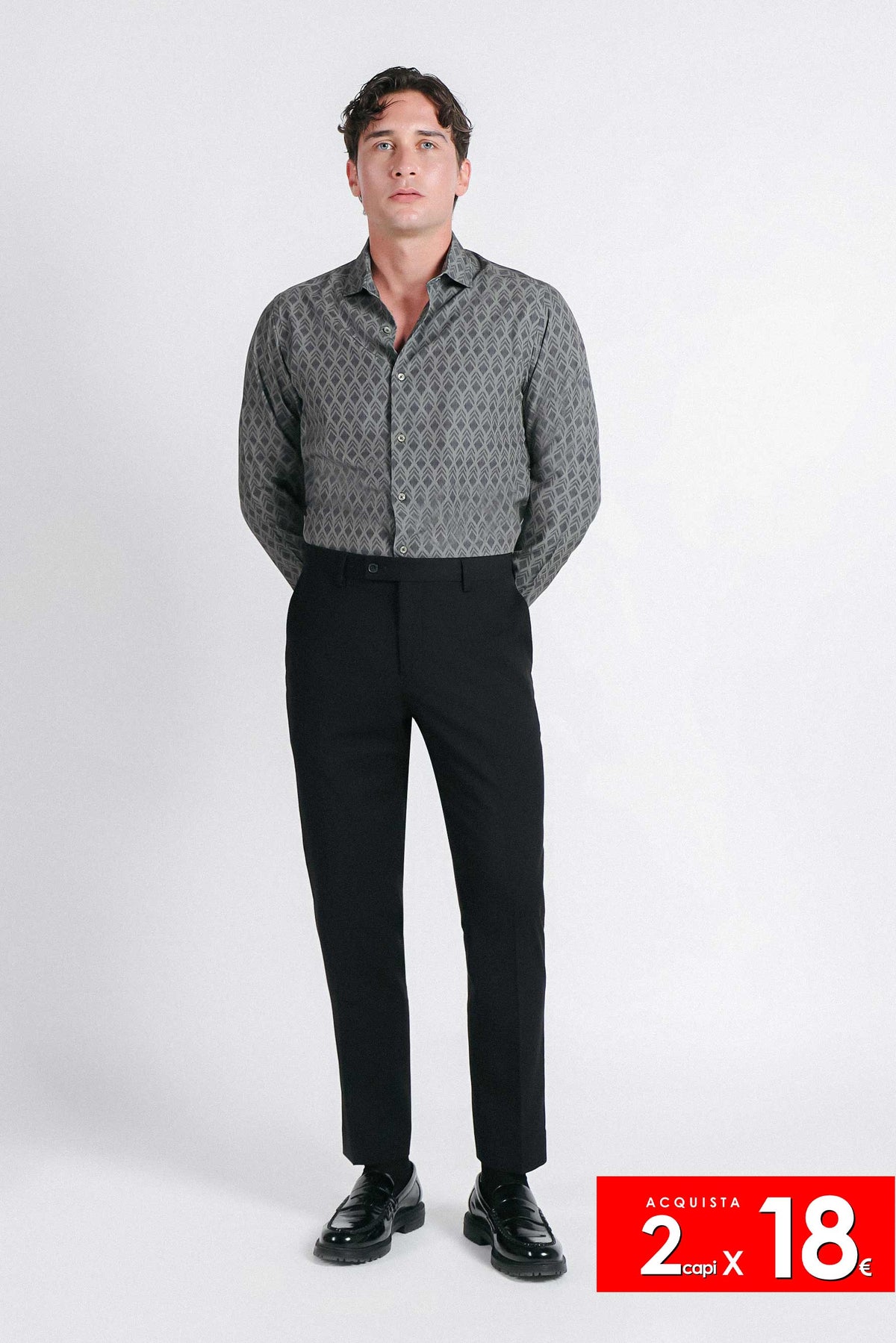 CAMICIA FANTASIA STRETCH VERDE MILITARE