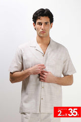 CAMICIA COLLO BOWLING MEZZA MANICA CON TASCHINO FANGO