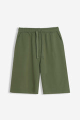 BERMUDA IN FELPA CON COULISSE VERDE MILITARE