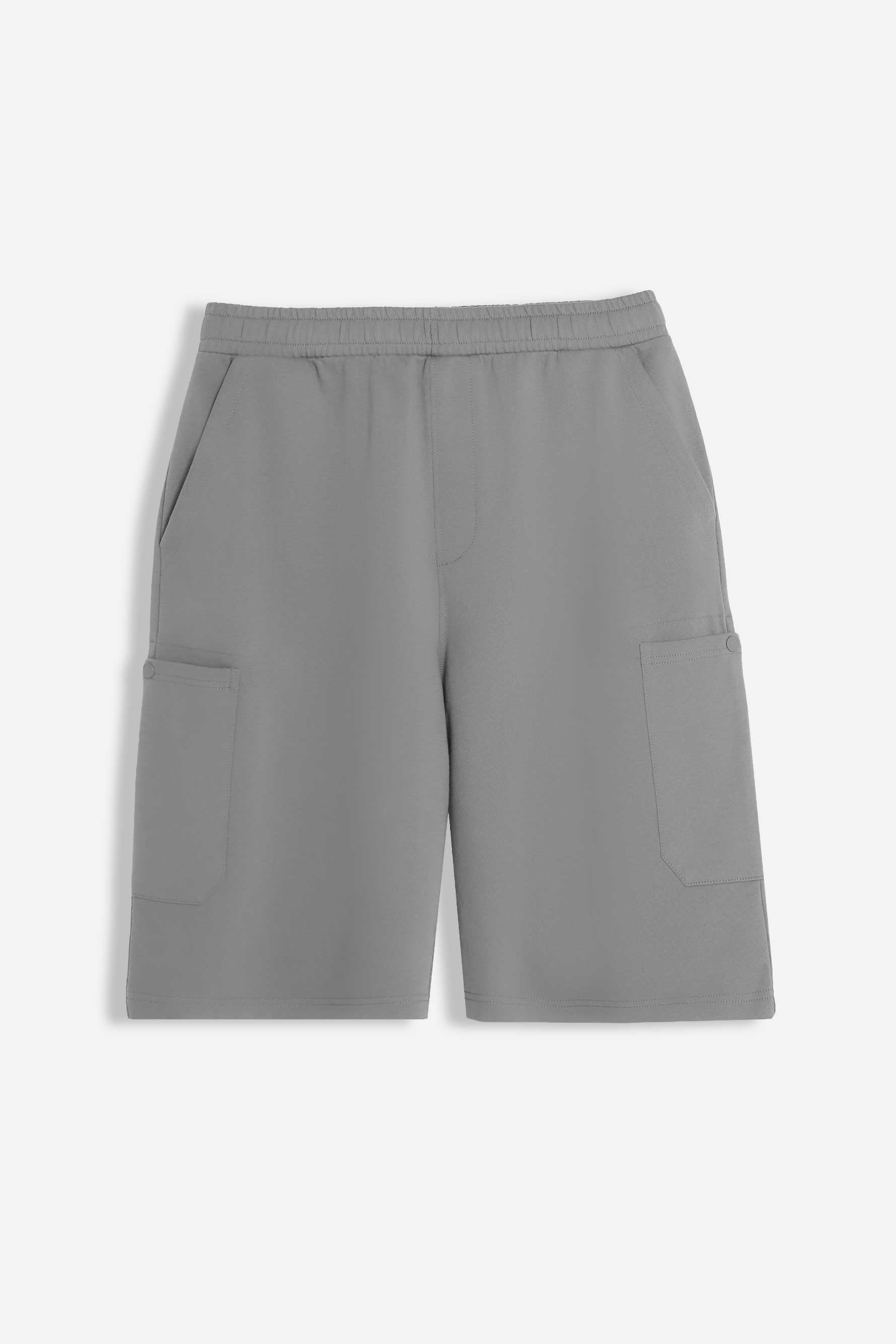 BERMUDA IN FELPA CON TASCONI GRIGIO SCURO