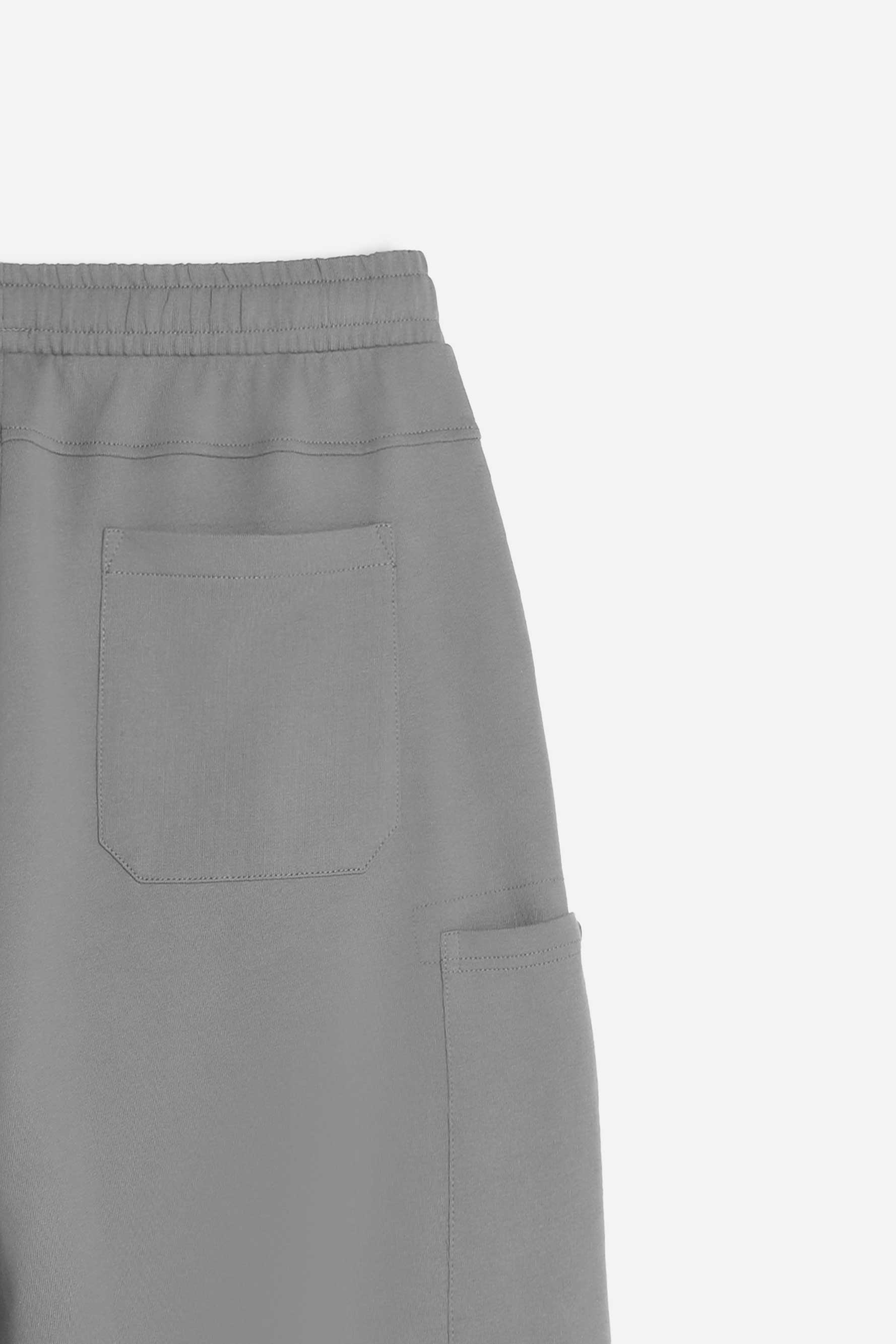 BERMUDA IN FELPA CON TASCONI GRIGIO SCURO