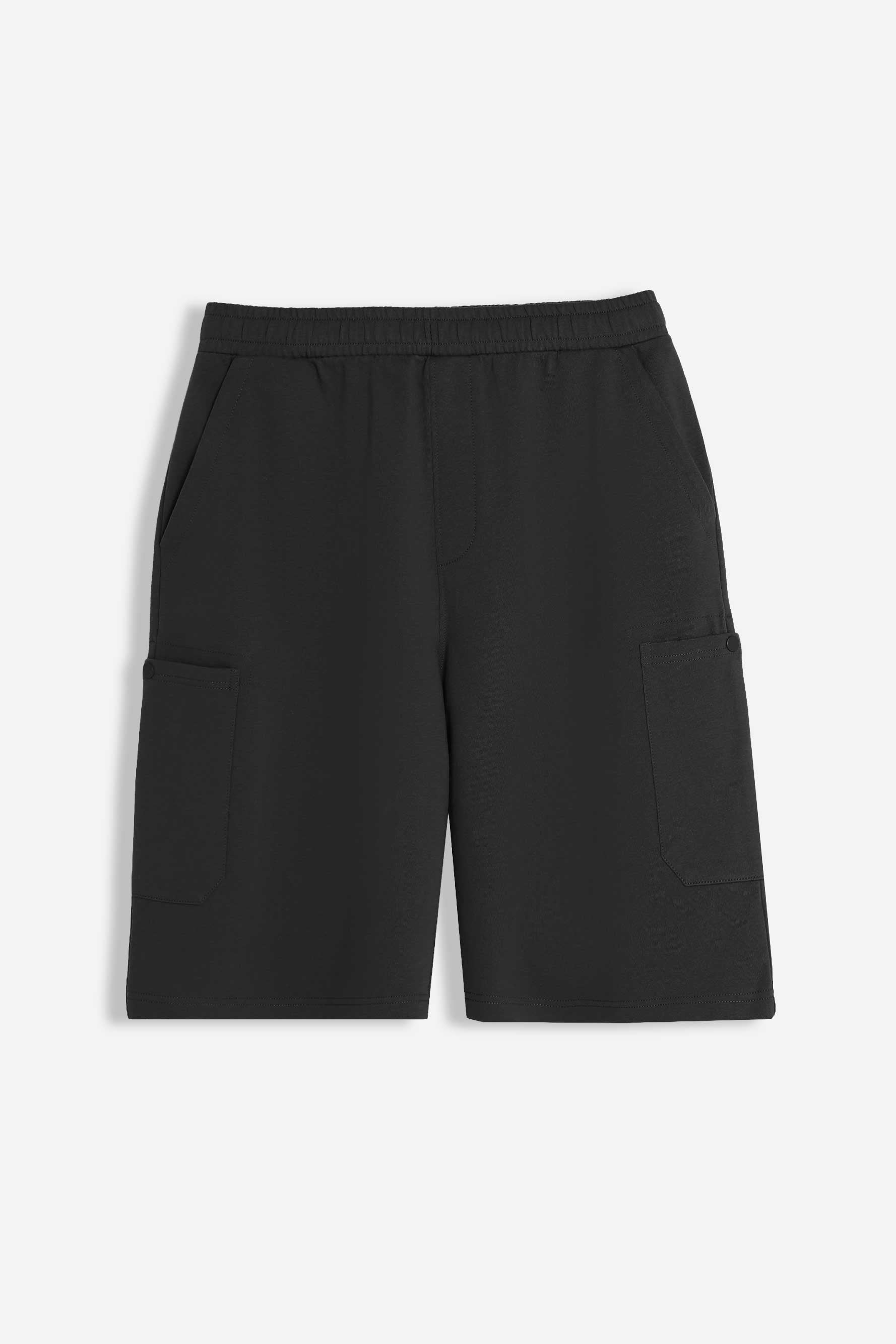 BERMUDA IN FELPA CON TASCONI NERO