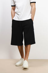 BERMUDA IN FELPA CON TASCONI NERO