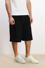 BERMUDA IN FELPA CON TASCONI NERO