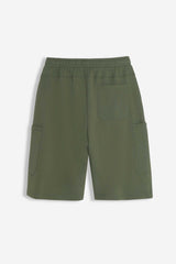 BERMUDA IN FELPA CON TASCONI VERDE MILITARE
