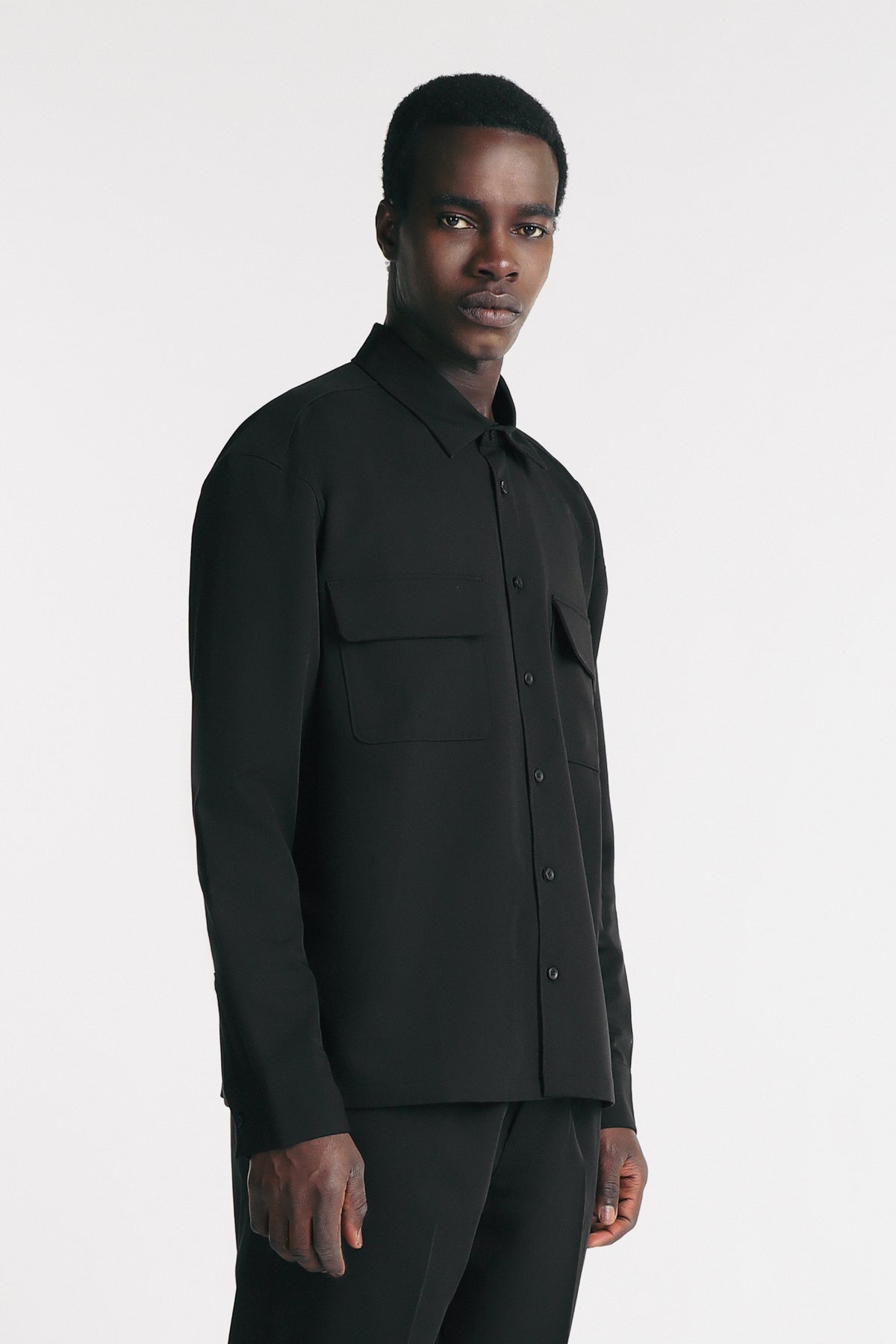 OVERSHIRT IN POLIVISCOSA NERO
