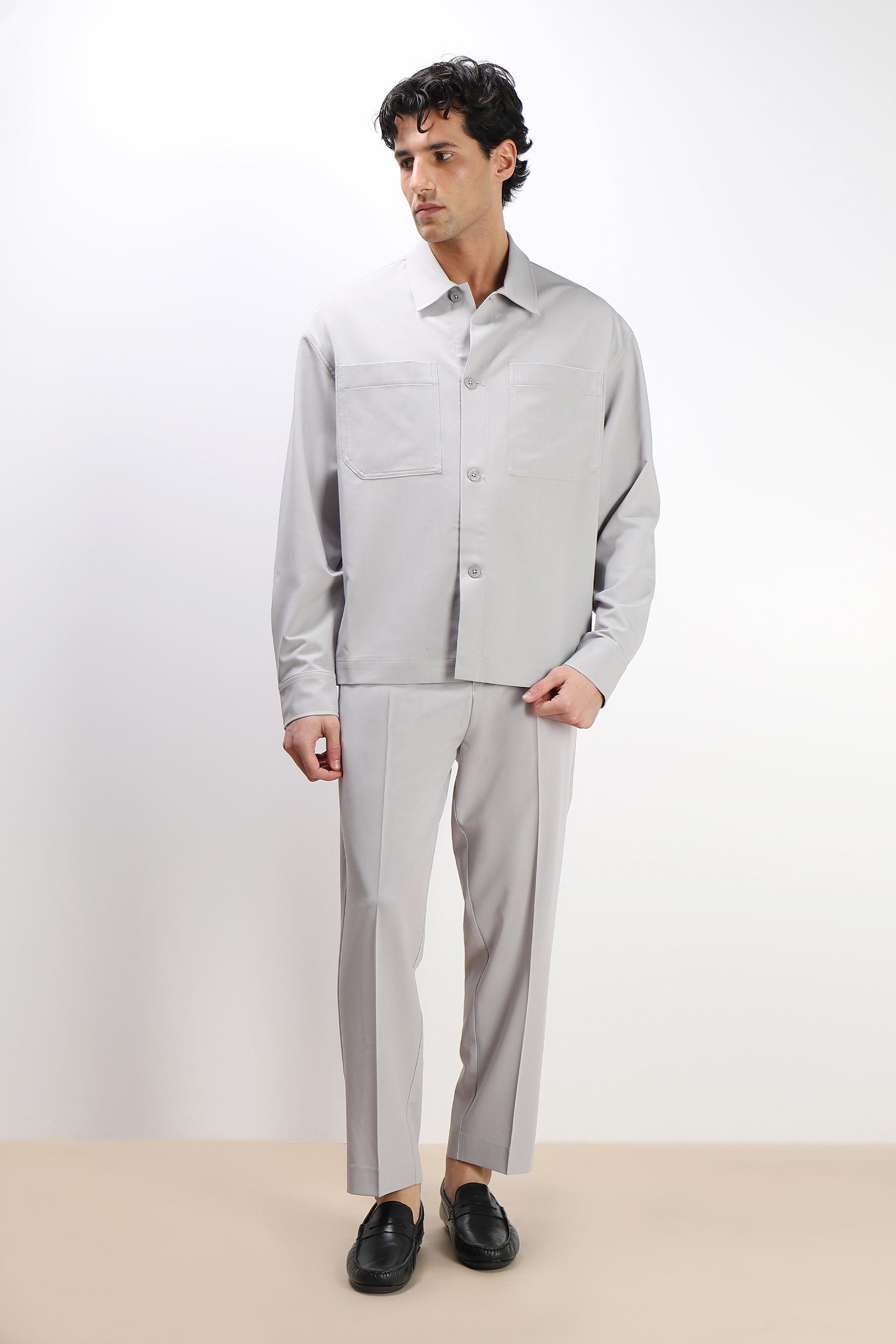 OVERSHIRT TESSUTO MORBIDO GRIGIO GHIACCIO