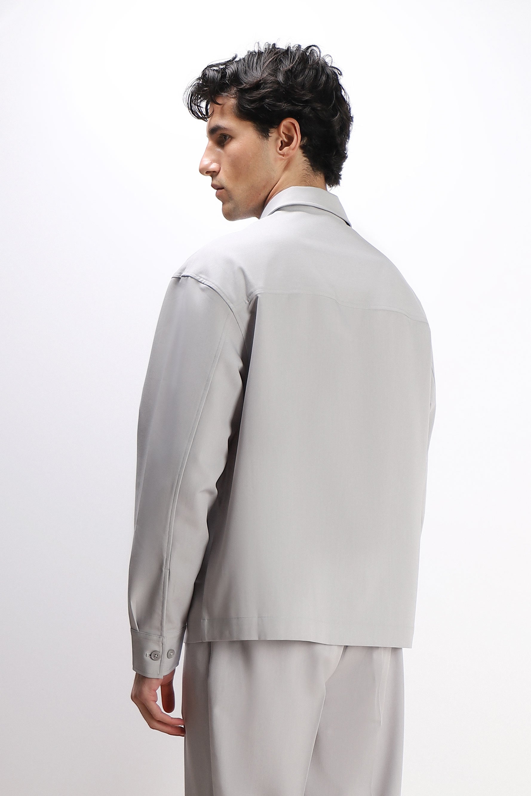 OVERSHIRT TESSUTO MORBIDO GRIGIO GHIACCIO