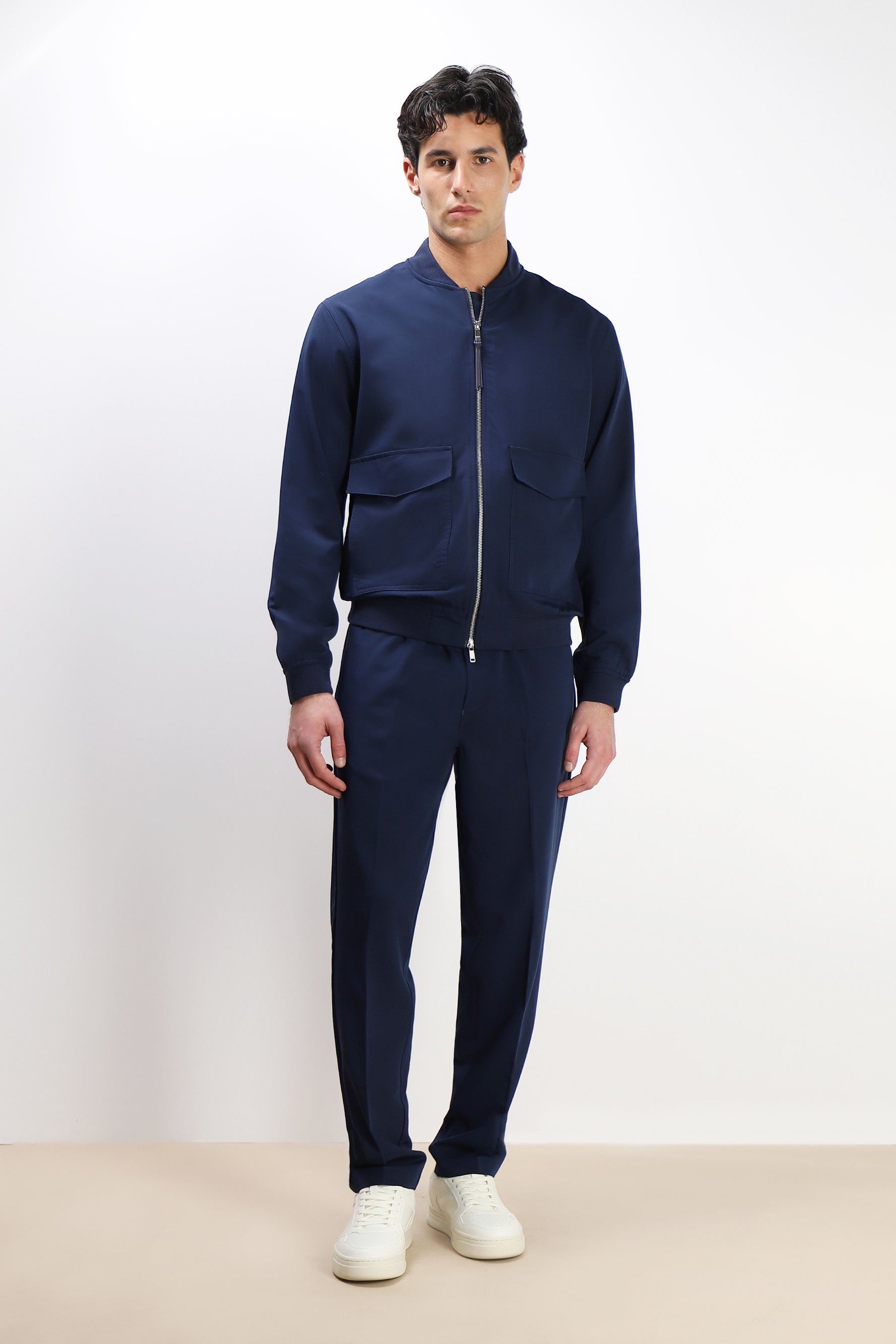 GIUBBOTTO BOMBER CON DOPPIA TASCA BLEU