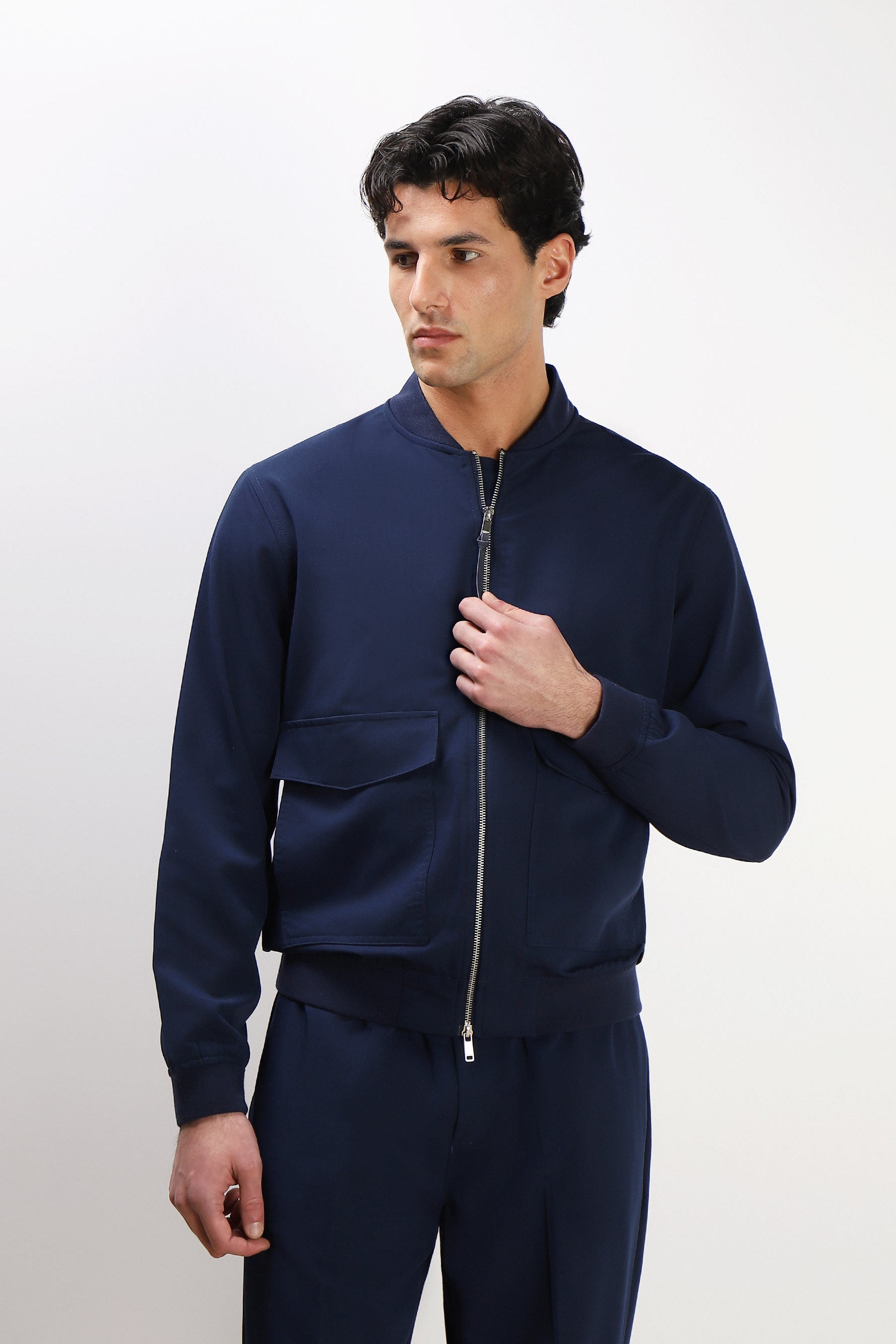 GIUBBOTTO BOMBER CON DOPPIA TASCA BLEU