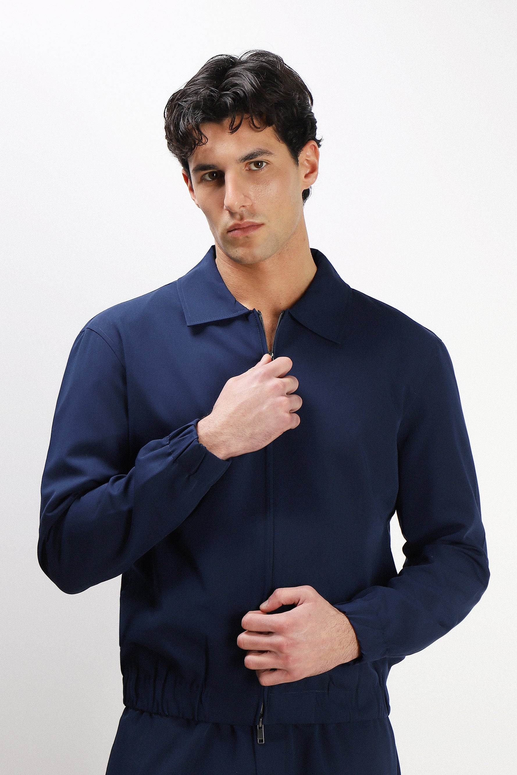 GIUBBOTTO BOMBER COLLO CAMICIA BLEU