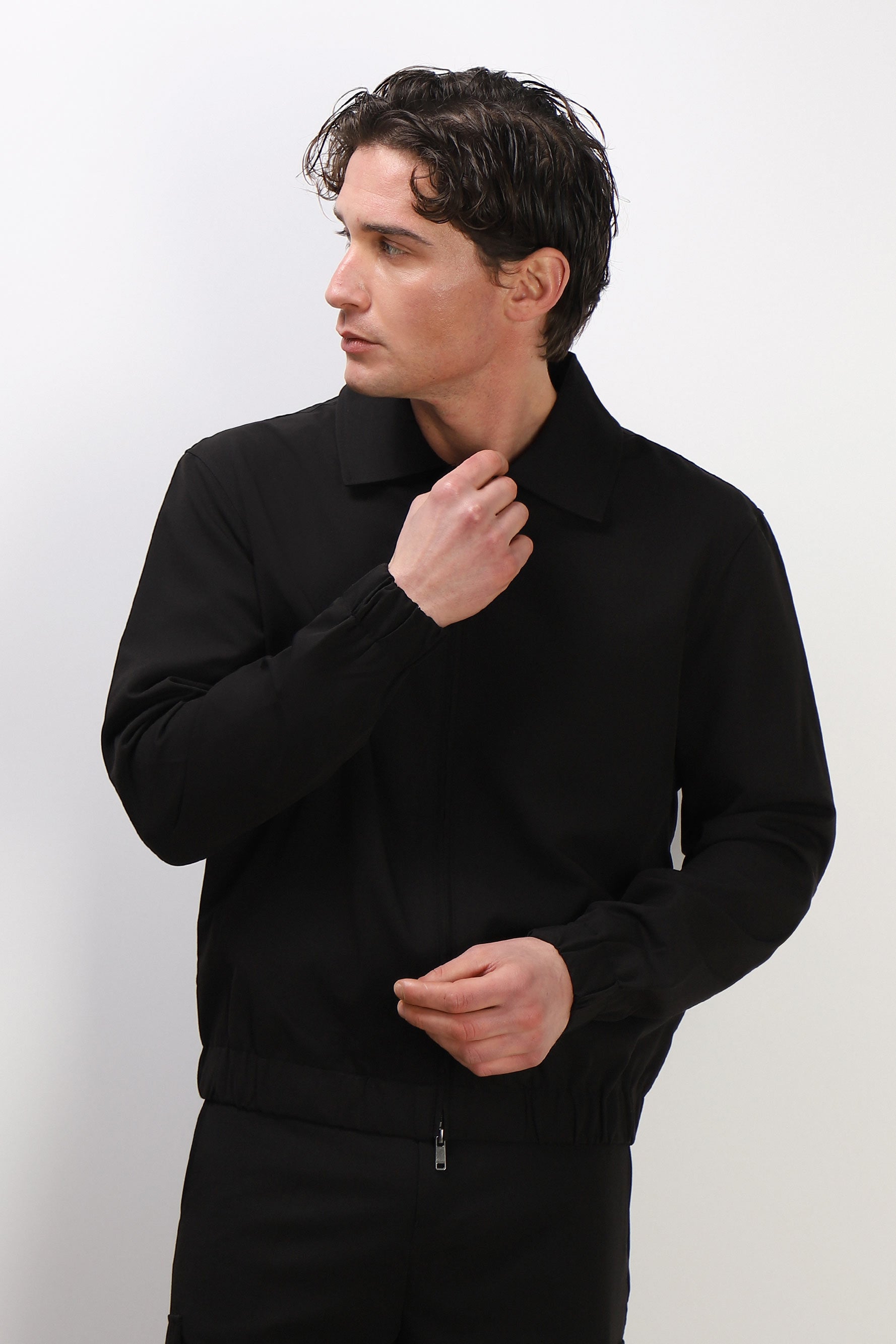 GIUBBOTTO BOMBER COLLO CAMICIA NERO
