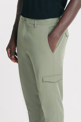 PANTALONI STRETCH CON TASCONE VERDE MILITARE