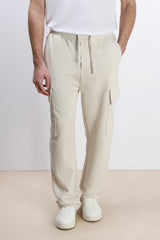 PANTALONE JOGGER IN FELPA E COULISSE BEIGE CHIARO