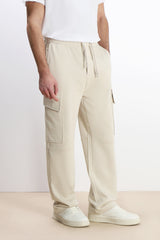 PANTALONE JOGGER IN FELPA E COULISSE BEIGE CHIARO