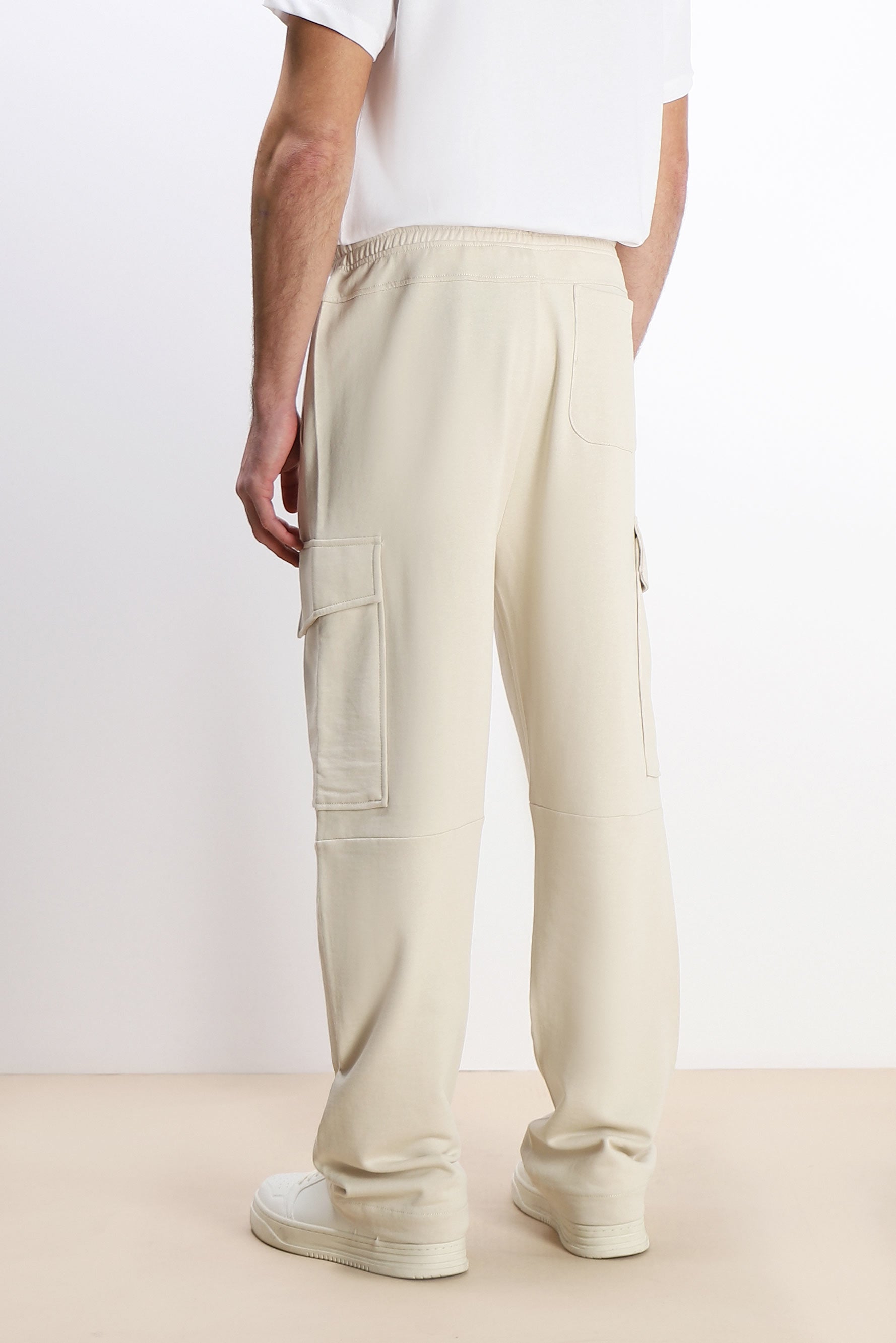 PANTALONE JOGGER IN FELPA E COULISSE BEIGE CHIARO