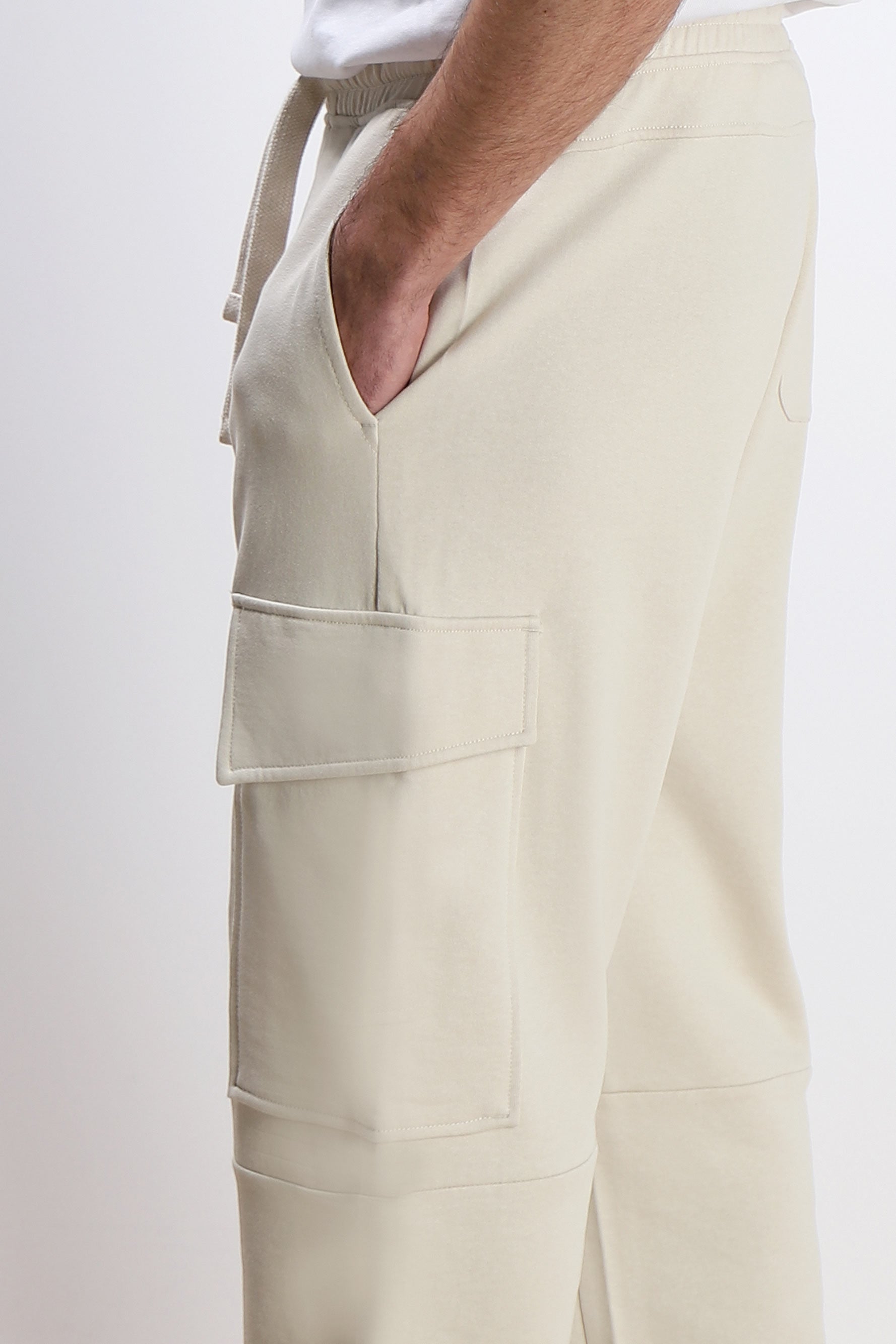 PANTALONE JOGGER IN FELPA E COULISSE BEIGE CHIARO