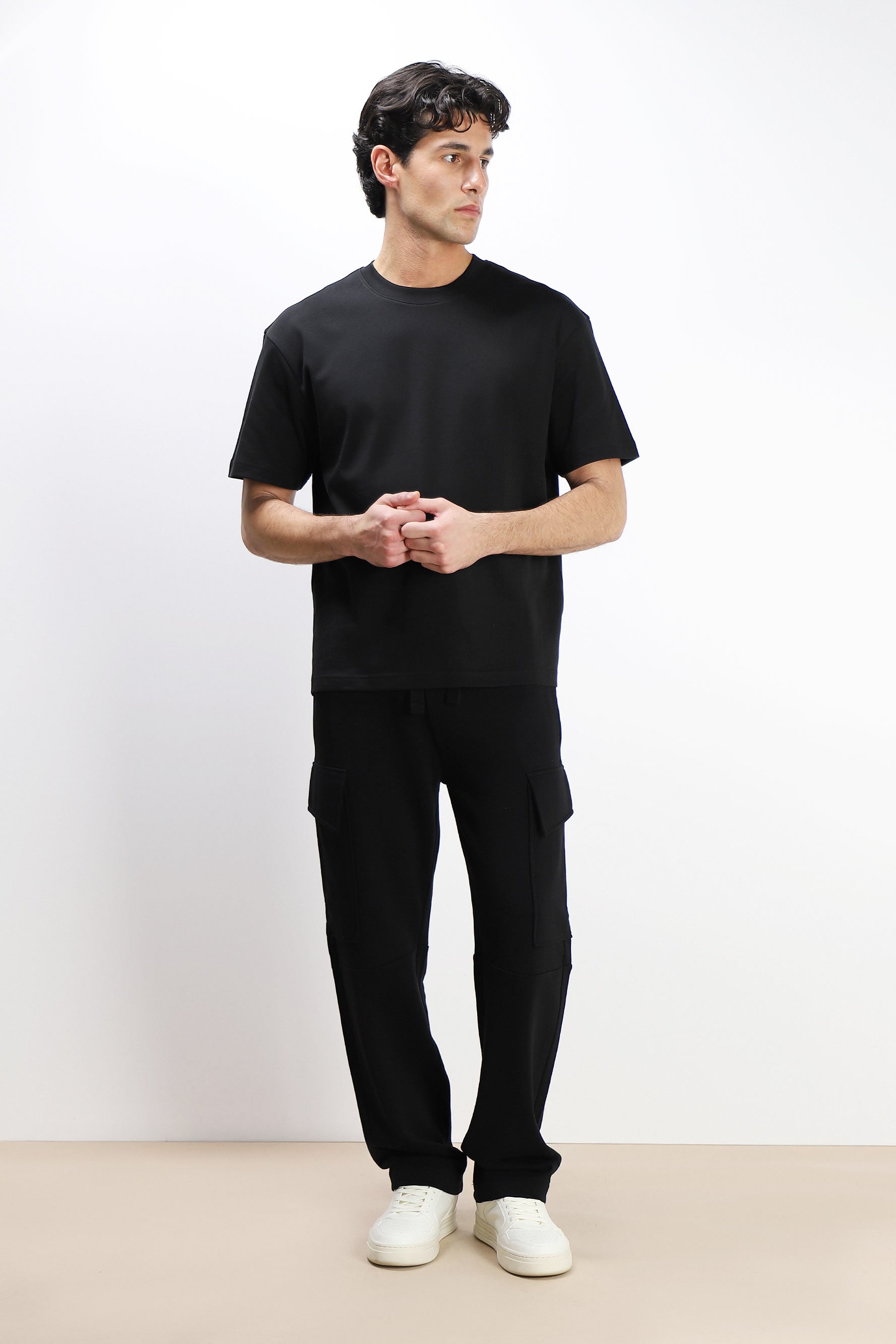 PANTALONE JOGGER IN FELPA E COULISSE NERO