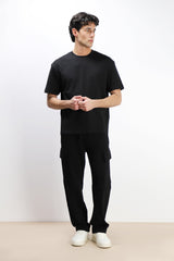 PANTALONE JOGGER IN FELPA E COULISSE NERO
