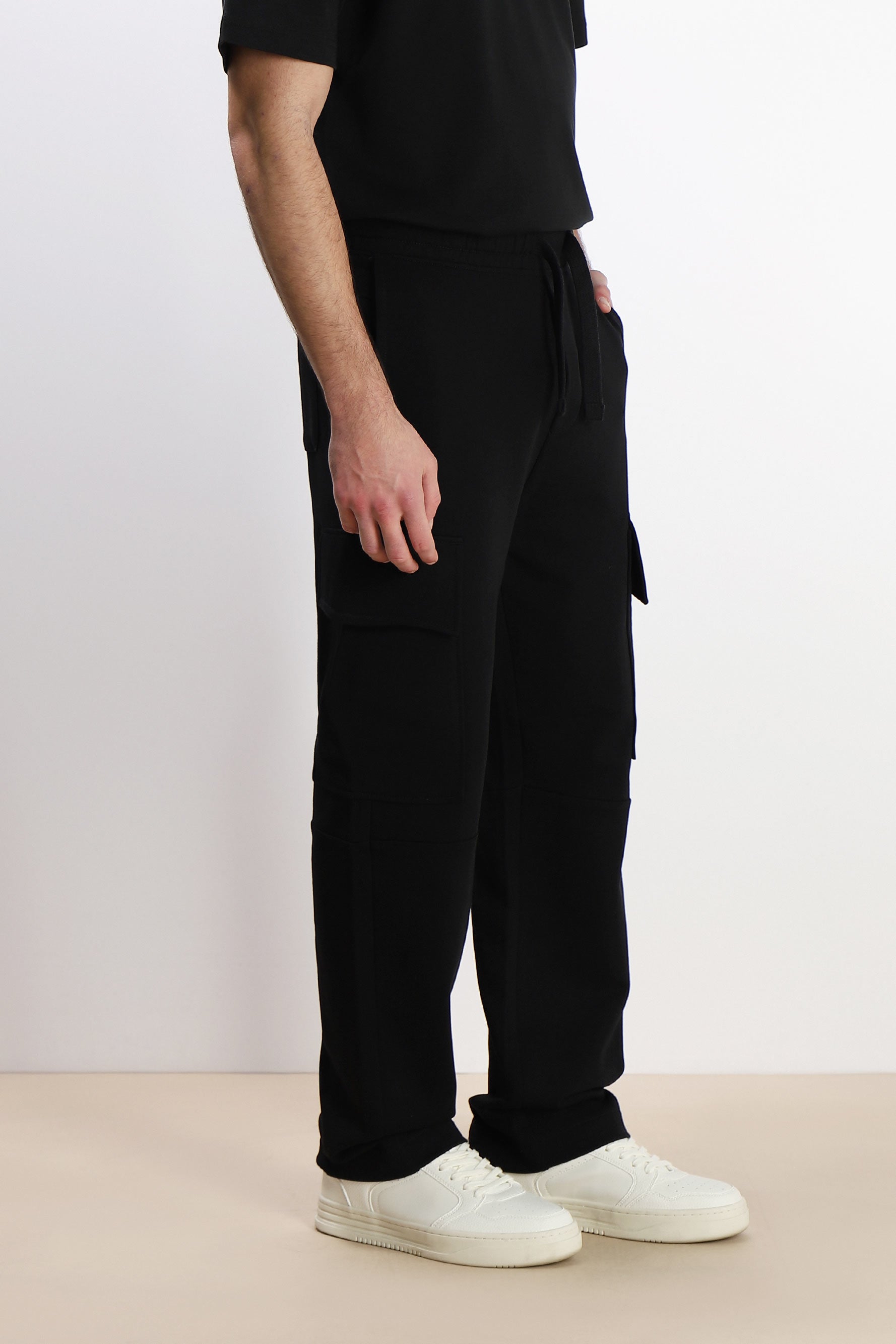 PANTALONE JOGGER IN FELPA E COULISSE NERO