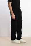 PANTALONE JOGGER IN FELPA E COULISSE NERO