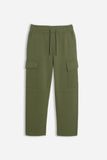 PANTALONE JOGGER IN FELPA E COULISSE VERDE MILITARE