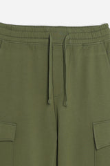 PANTALONE JOGGER IN FELPA E COULISSE VERDE MILITARE
