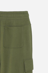 PANTALONE JOGGER IN FELPA E COULISSE VERDE MILITARE