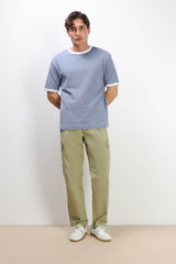 T-SHIRT CON COLLO E MANICHE A CONTRASTO AVION