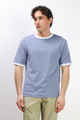 T-SHIRT CON COLLO E MANICHE A CONTRASTO AVION