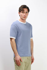 T-SHIRT CON COLLO E MANICHE A CONTRASTO AVION