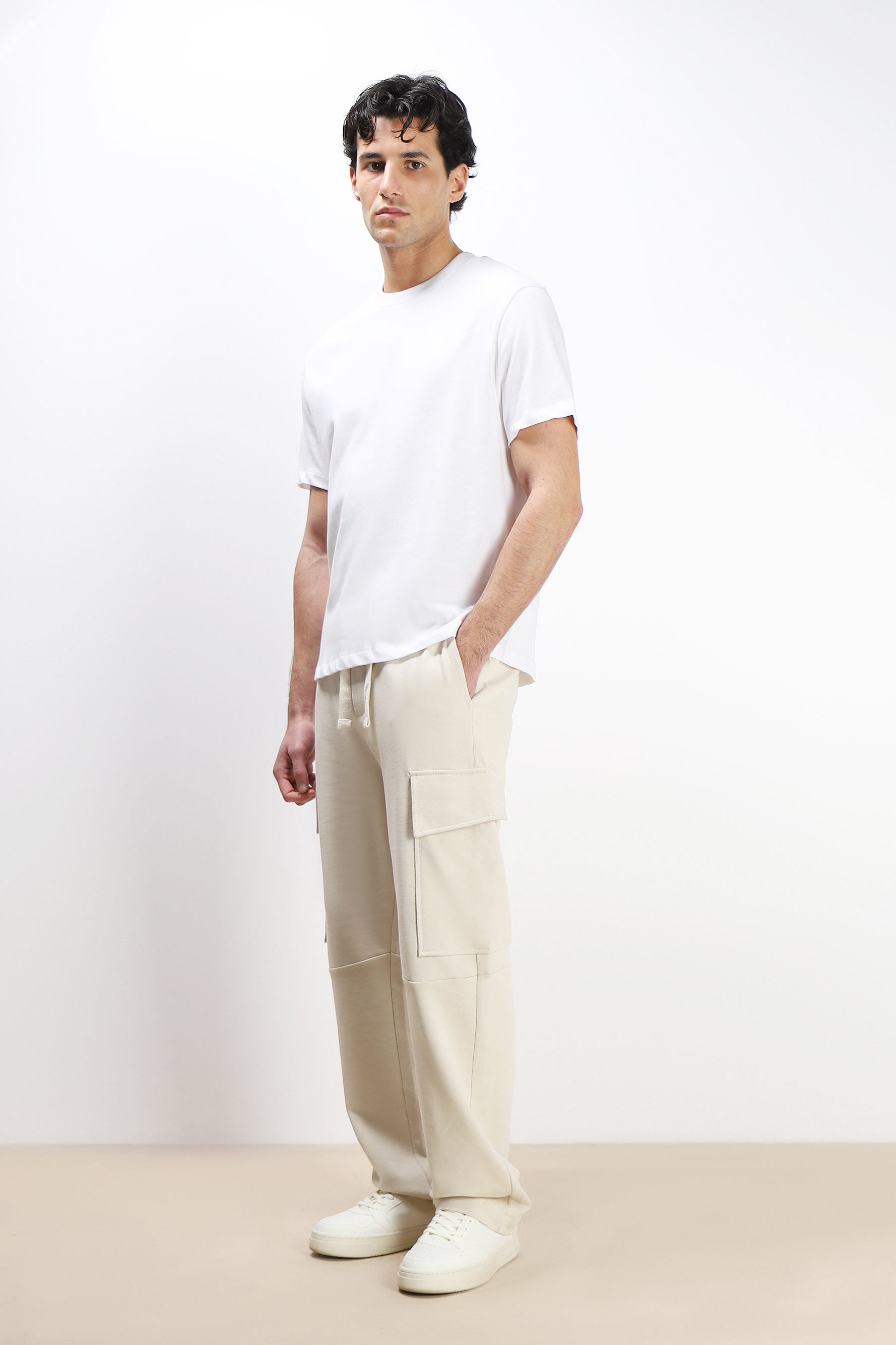 T-SHIRT GIROCOLLO BASIC IN MAGLINA BIANCO