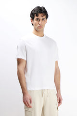 T-SHIRT GIROCOLLO BASIC IN MAGLINA BIANCO